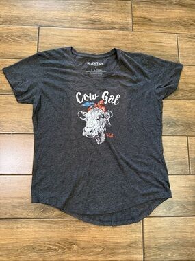 Ariat  “Cow Gal”large Women’s  Charcoal Heather T- Shirt